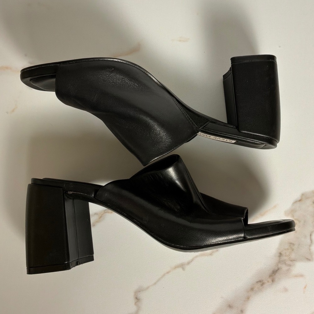 Steve Madden Mules Women 7M Black Good Block Heel Square Toe